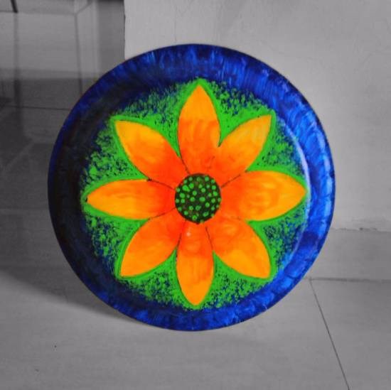 Thermocol dish, painting by Chinmayee Anand Naravane
