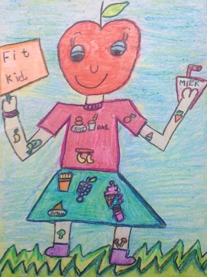 Food - Eat Right, Stay Healthy (FIT Kid), painting by Shambhawi Vermaa