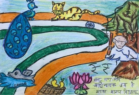 Colours of our National symbols, painting by Shambhawi Vermaa