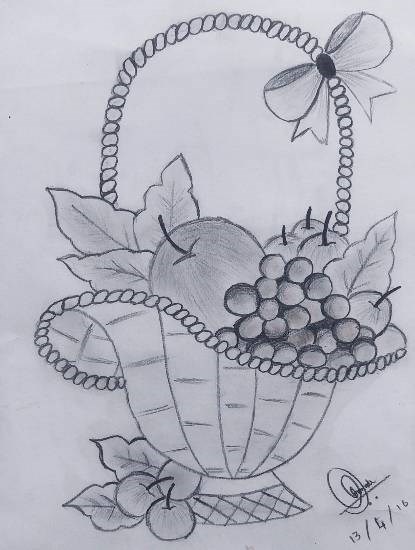 Fruit basket, painting by Hamdi Imran