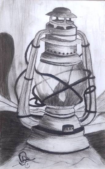 Lamp, painting by Hamdi Imran