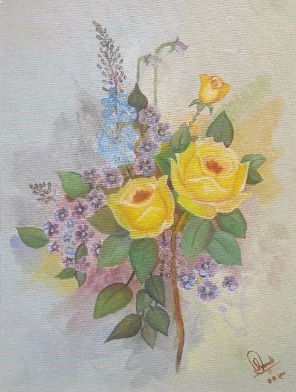 Yellow roses, painting by Hamdi Imran