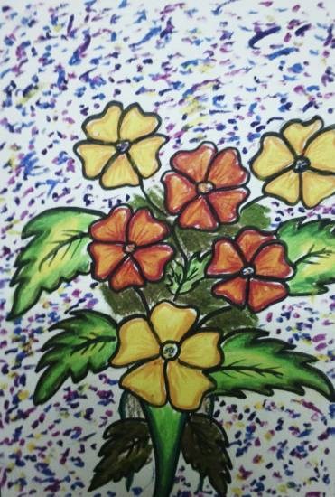 A bunch of flowers, painting by Meet Chawla