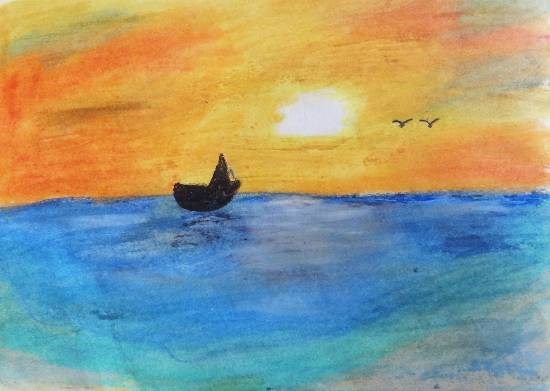 Sunset, painting by Tanay Nikheel Kelkar
