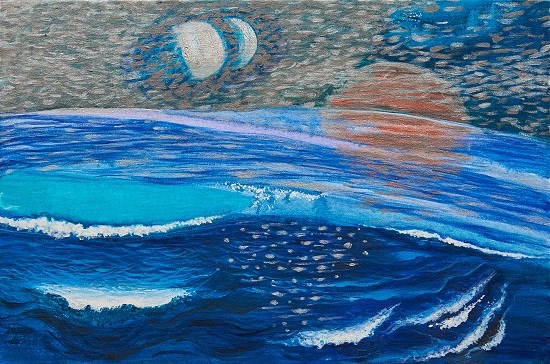 Broken Moon, painting by Asmita Jagtap