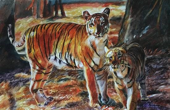 Tiger - Aggression, painting by Poonam Juvale