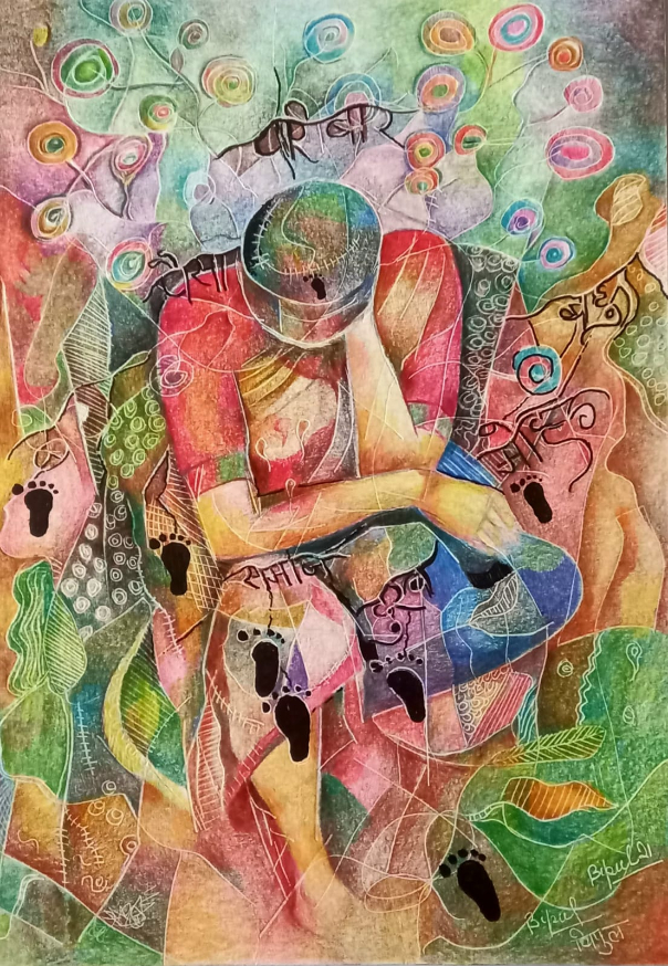 painting by Bipul Singh - Maa tu kitna sahati hai