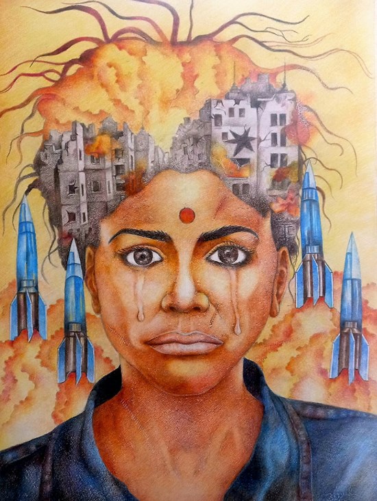 Face of War, painting by Bipul Singh