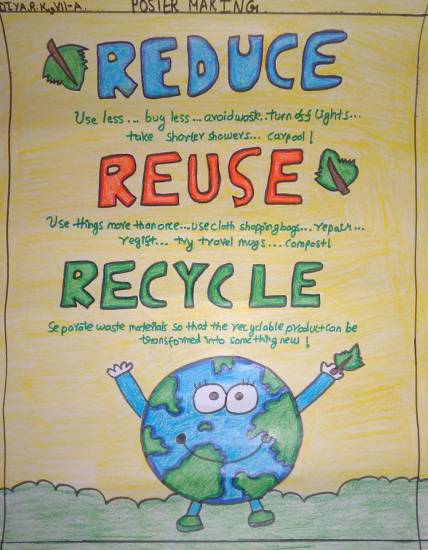 Painting  by Diya Raghu Katgeri - Reduce - Reuse - Recycle