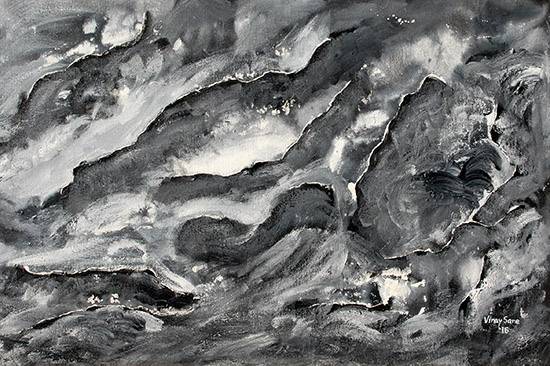 painting by Vinay Sane - Misty valleys