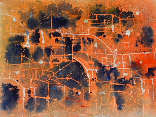 The urban life, painting by Vinay Sane