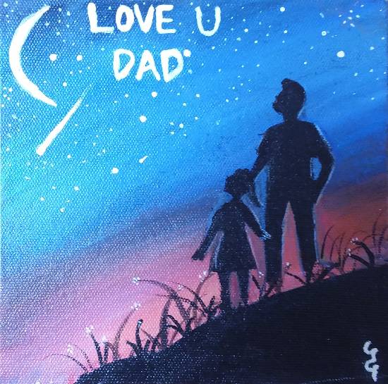 Painting  by Prisha Hiren Ajmera - Love you Dad