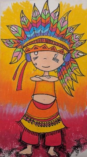 Red Indian, painting by Janhavi Deodhar