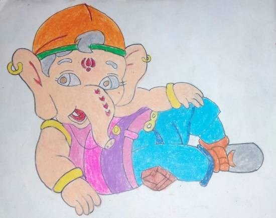 Ganesha - 2, painting by Aaryan Umesh Kulkarni