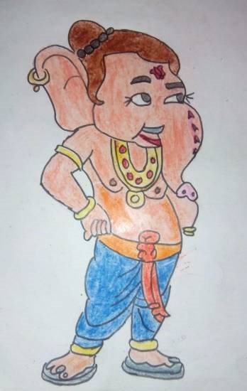 Ganesha - 1, painting by Aaryan Umesh Kulkarni