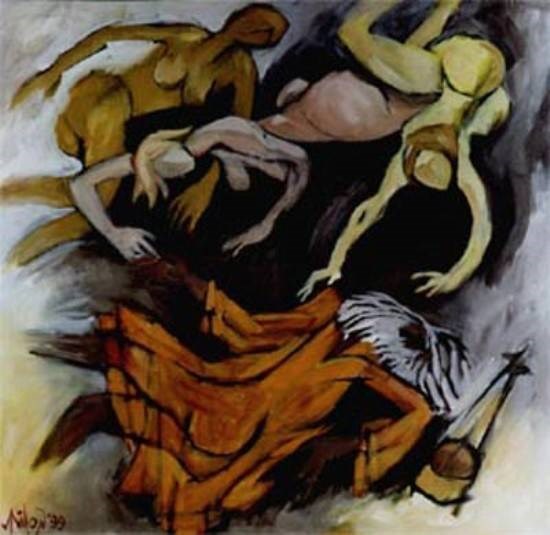 Baul, painting by Milon Mukherjee