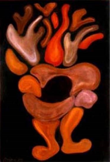 The Tree, painting by Milon Mukherjee