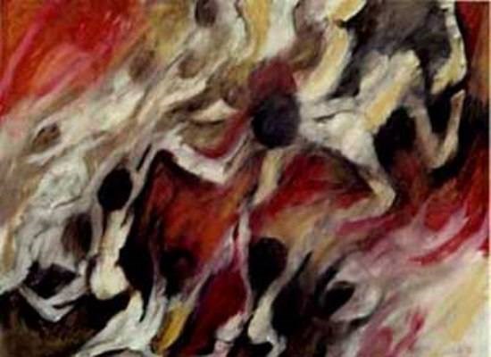 Waves of Children, painting by Milon Mukherjee