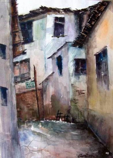 The Old Lane, painting by Asmita Ghate