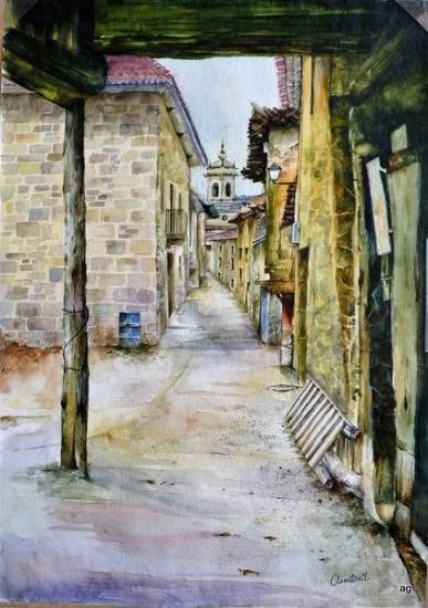 Old Street in Spain, painting by Asmita Ghate