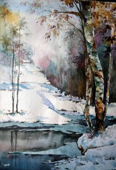 The First Snows of Autumn, painting by Asmita Ghate 