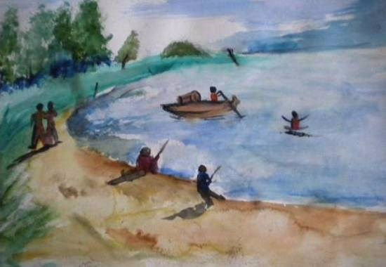 Boats, painting by Siddhanth Mukul Saha