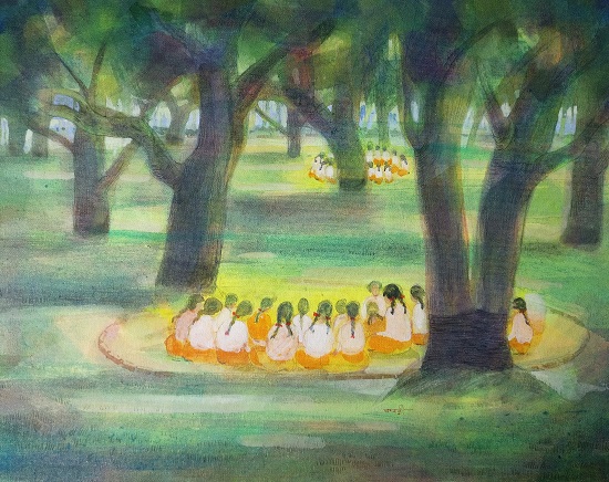 Shantiniketan, painting by Kabari Banerjee