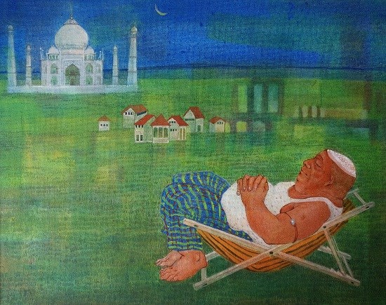 Tajmahal in dream, painting by Kabari Banerjee