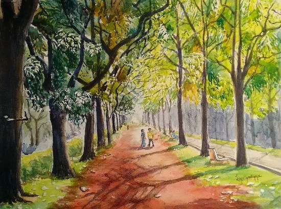 Blissful shades of Cubbon park, painting by Lasya Upadhyaya