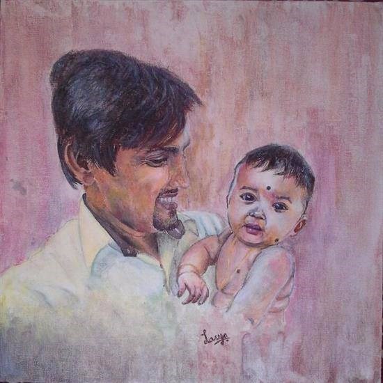 Dad & Daughter, painting by Lasya Upadhyaya