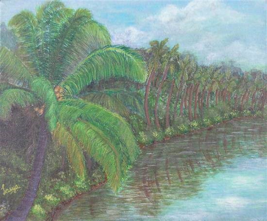 Tropical morning, painting by Lasya Upadhyaya