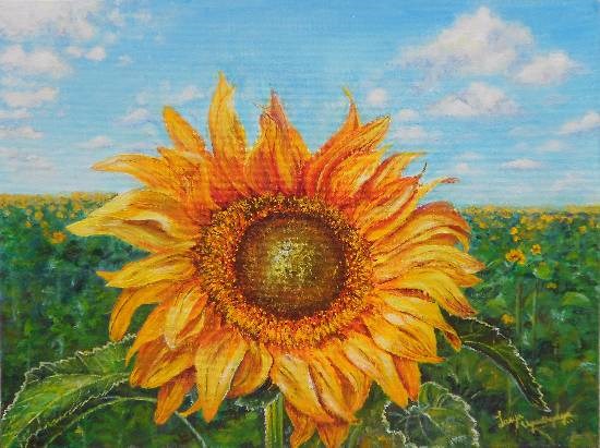 The Golden Sunflower, painting by Lasya Upadhyaya