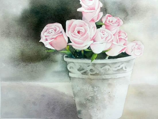 
Rose Delight, painting by Poulami Basu