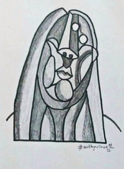 Women with blond hair, painting by Vineet kovuru