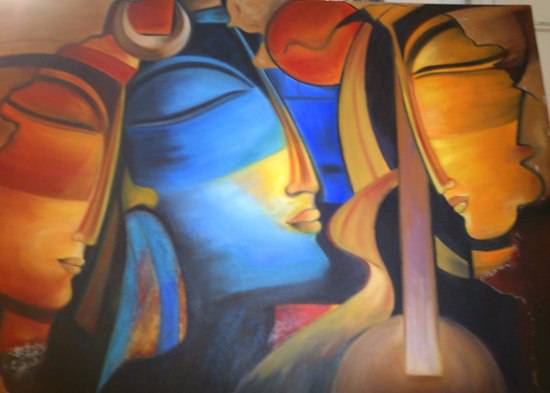 
Radha, Krishan, Meera, painting by Sharmila