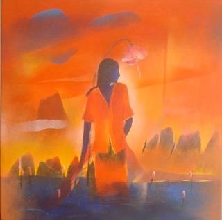Blue Goddess, painting by Bhawana Choudhary