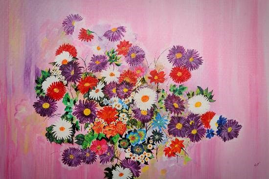 Fancy Blooms, painting by Madhavi Srivastava