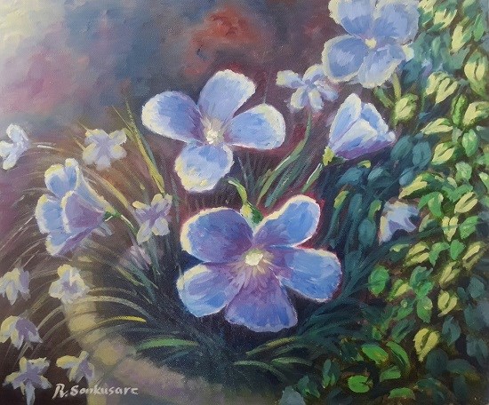 Blue Flower, painting by Rakesh Sonkusare