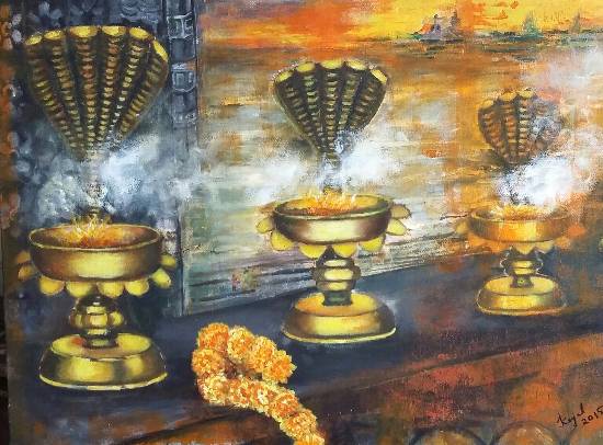 Devotion - 1, painting by Kajal Bhattacharyaa