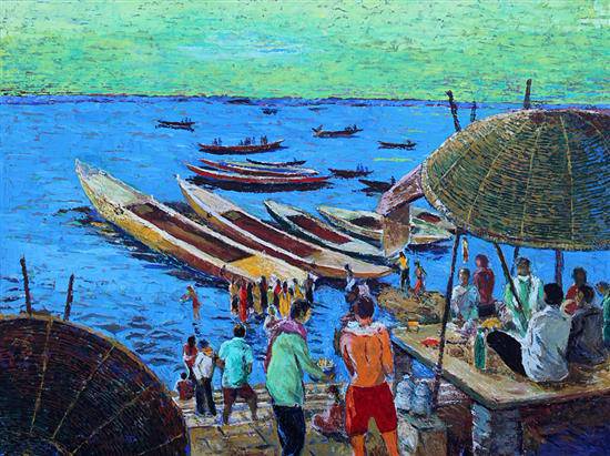 Banaras Ghat - II, Painting by  Artist Nalini Bhagwat