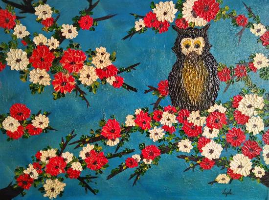 Majestic Owl - Lucky Charm, painting by Lizisha Singh