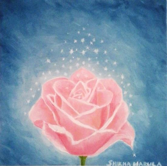 The Magical Pink Rose, painting by Shikha Narula