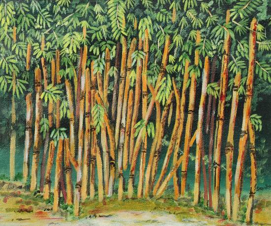 Bamboo Trees - 2, painting by Sandhya Joshi 
