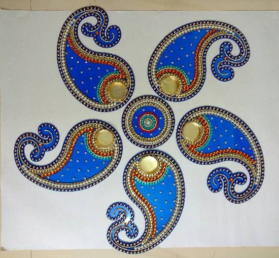 T Light Holder Rangoli, painting by Dhanashree Puntambekar