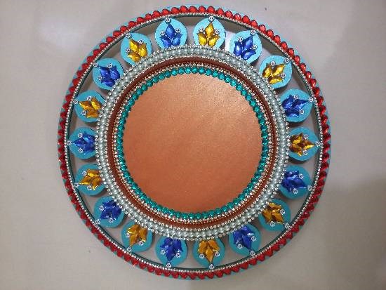 Wooden Puja Thali - 2, painting by Dhanashree Puntambekar
