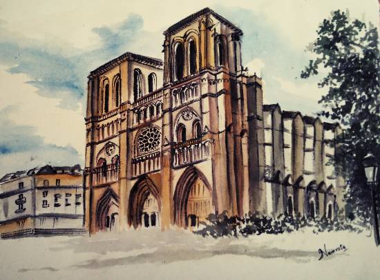 painting by Namrata Bothra - Building in Paris