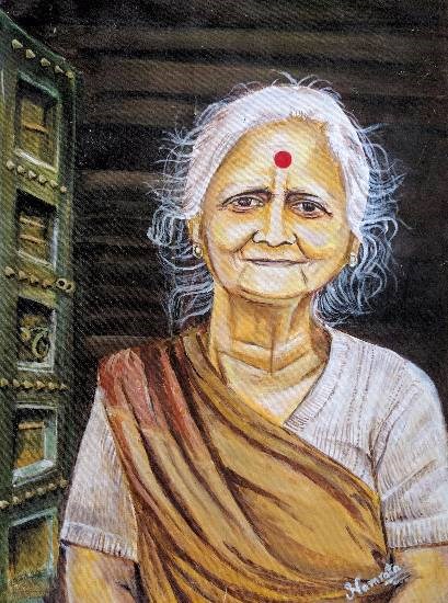 Amma Old lady, painting by Namrata Bothra