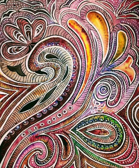 Abstract Peacock, painting by Namrata Bothra
