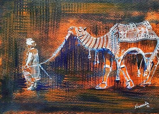 Camel Festival, painting by Namrata Bothra
