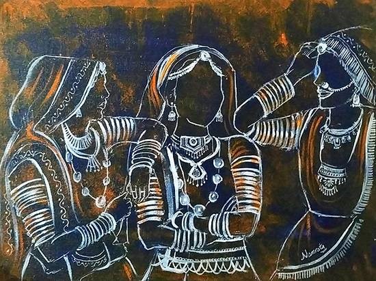 Teej Gossip, painting by Namrata Bothra